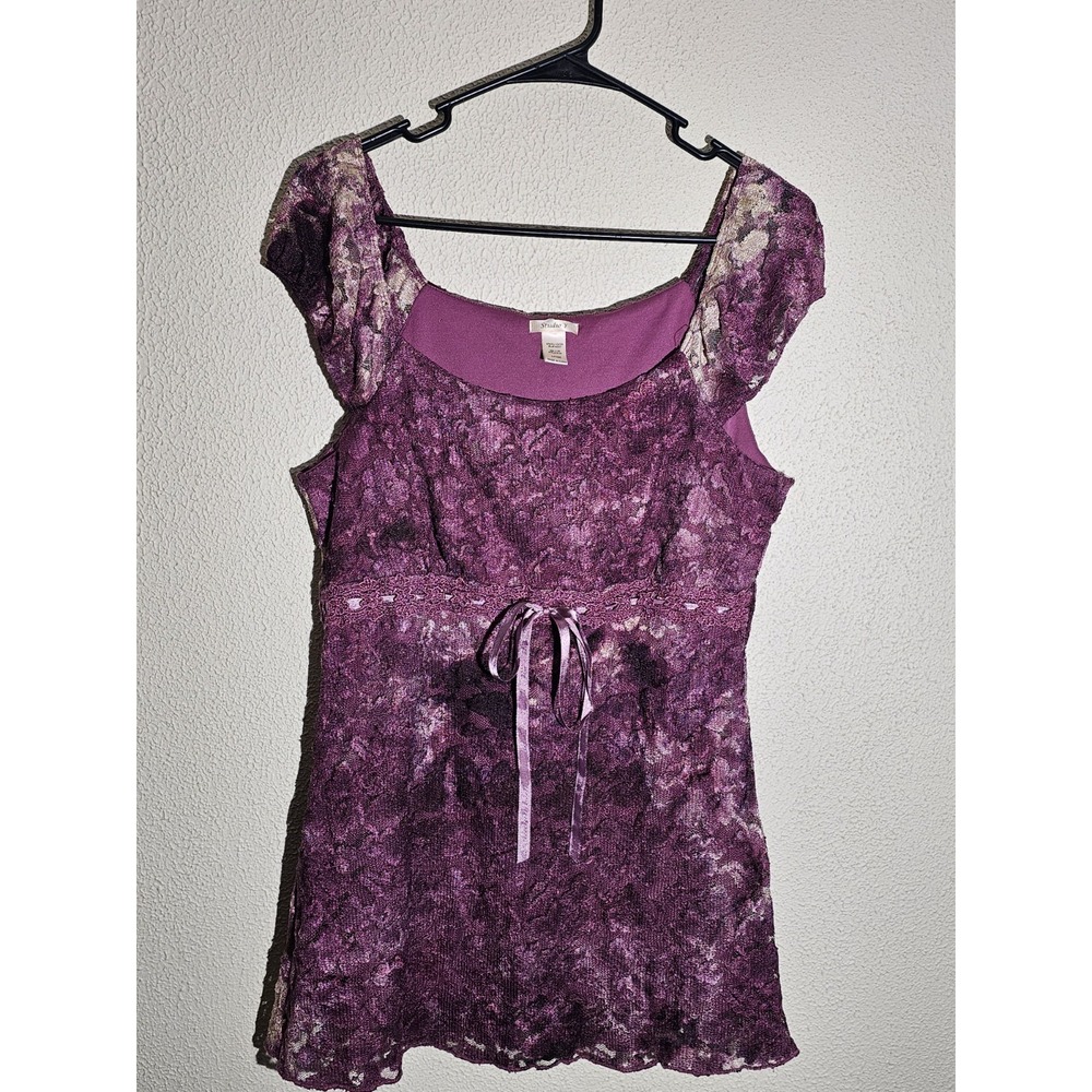 Vtg Studio Y Y2k Babydoll Top Purple Lace Quality Lined Fairy Grunge‎ Whimsigoth